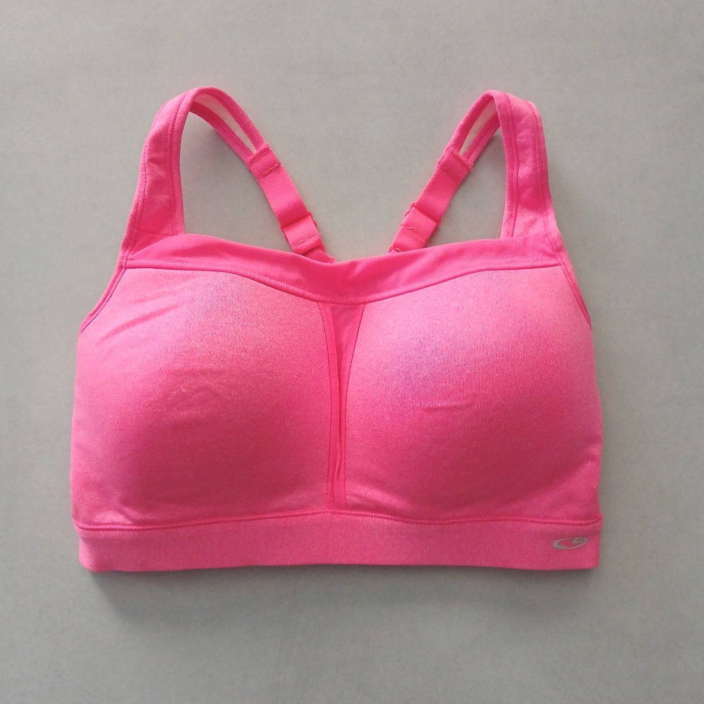 Pink Y2K VTG Sports Bra Activewear Duo Dry Champion Workout Top Large‎ 34DD